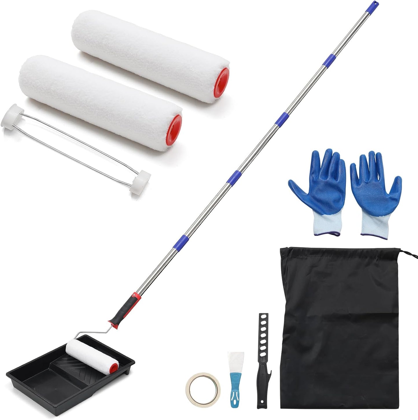Kit rodillos pintura 13 pzas poste extensión 9pulg 81pulg