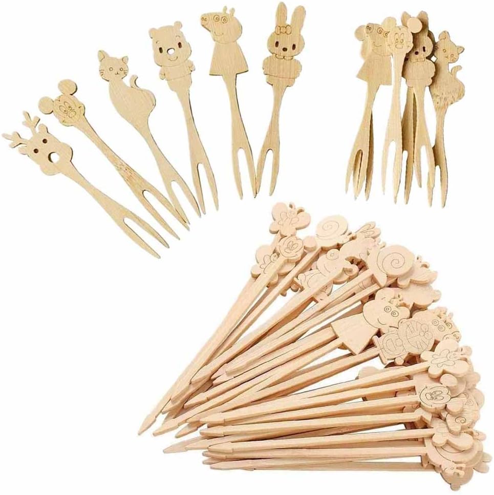 Pinchos bambú dibujos animados 3.5x4.7pulg para aperitivos