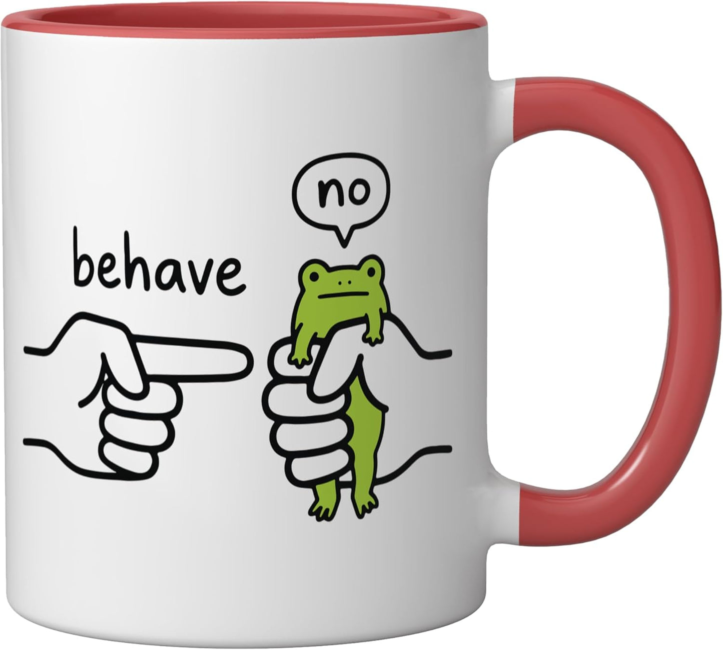Taza cerámica Behave No Frog roja/blanca