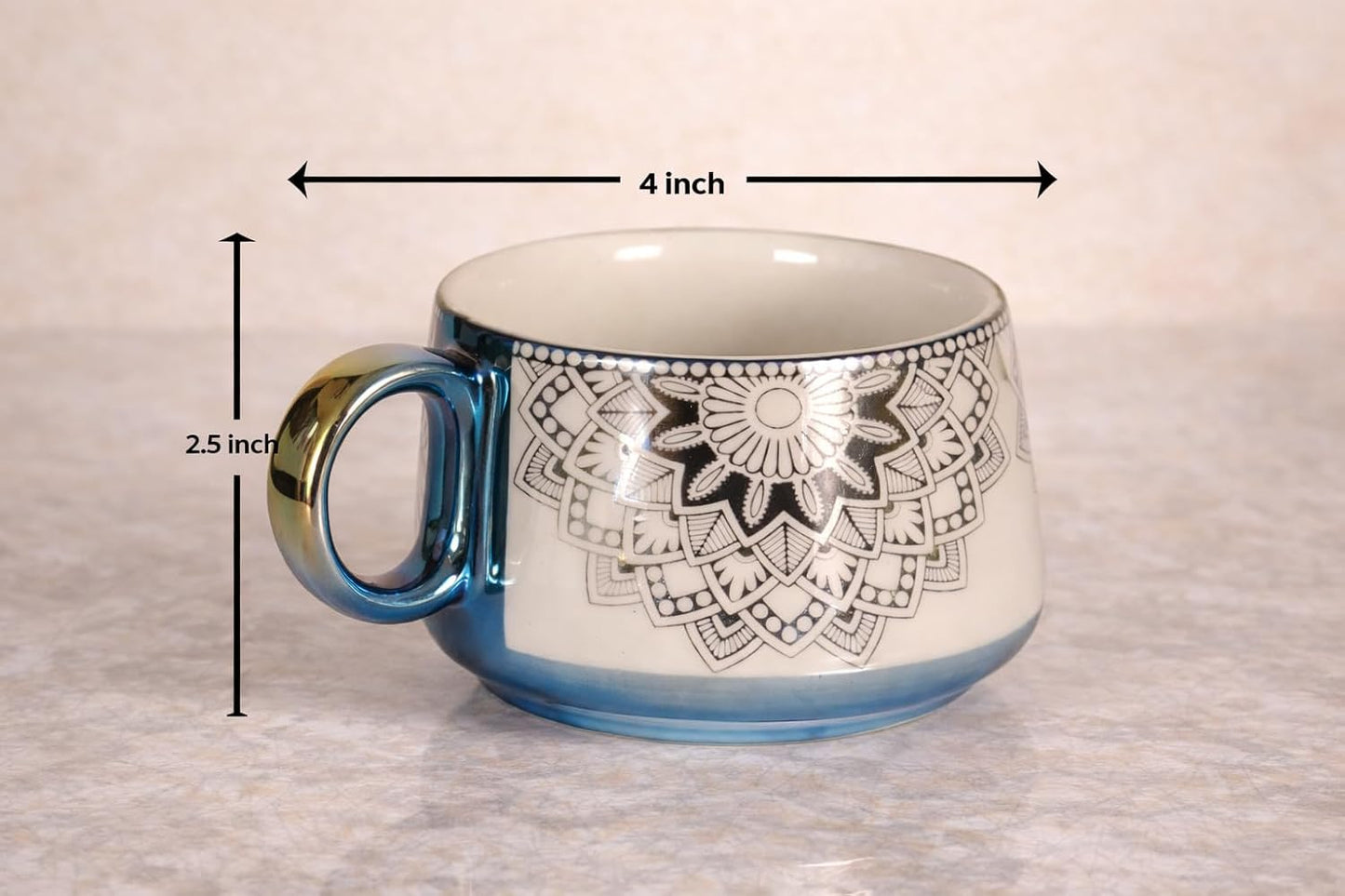 Juego de té de porcelana con tetera y 6 tazas clásicas