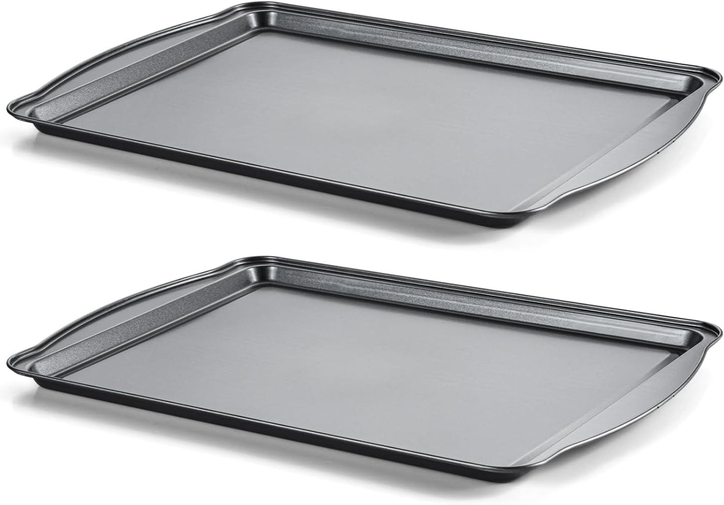Juego de 2 bandejas de horno de acero al carbono antiadherentes con asas