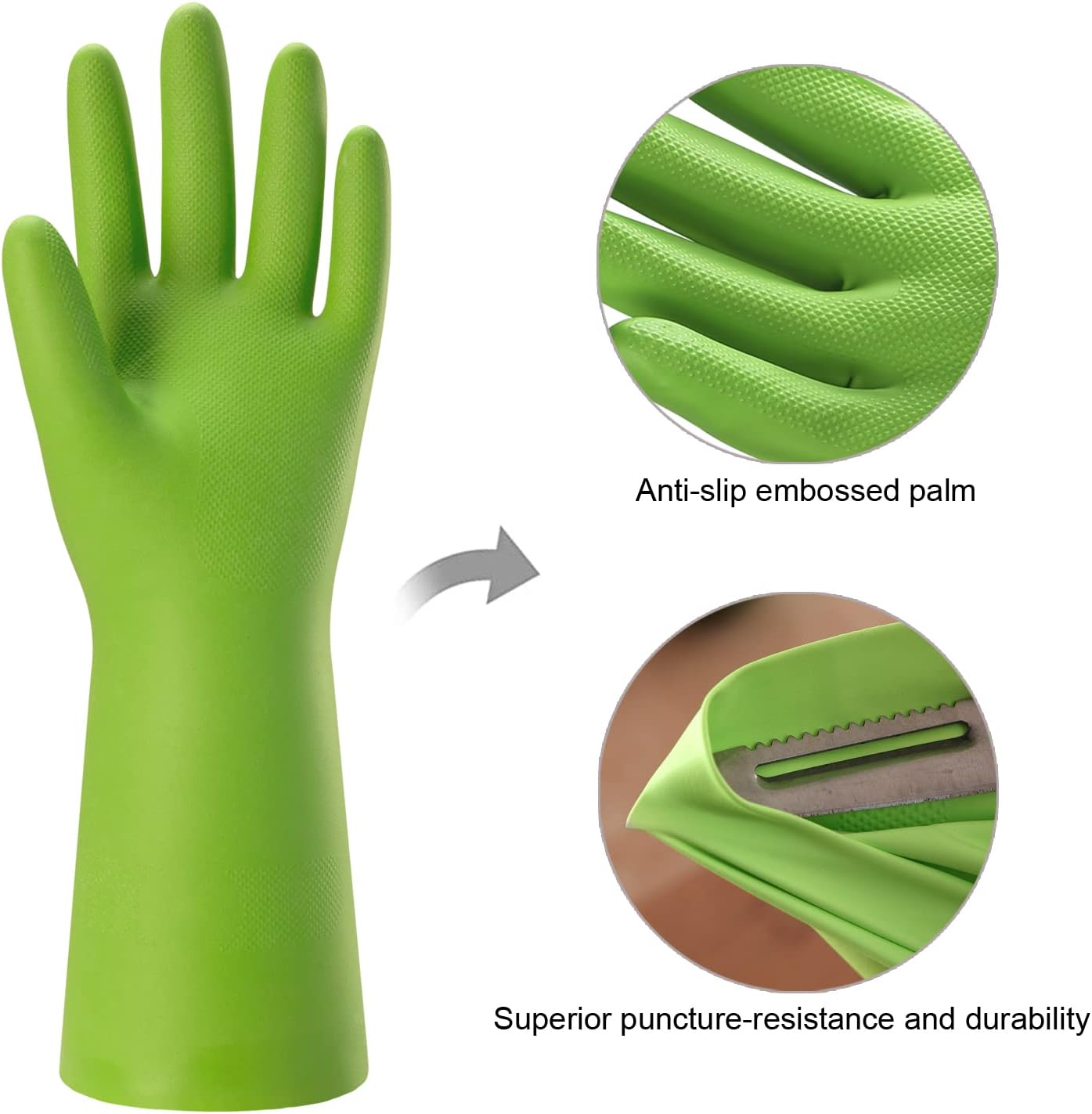3 Pzas Guantes Goma Limpieza Hogar Reutilizables M Verde Rojo