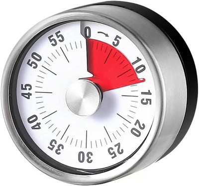 Temporizador magnético de cocina sin baterías de 60 minutos acero inoxidable