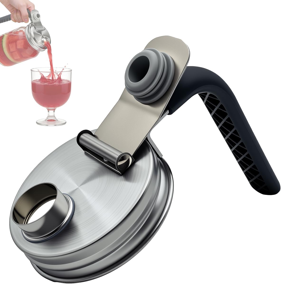 Tapa boquilla tarro Mason acero inox asa abatible