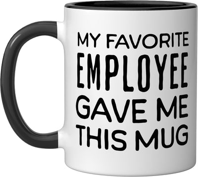 Taza de cerámica negra/blanca regalada por empleado favorito