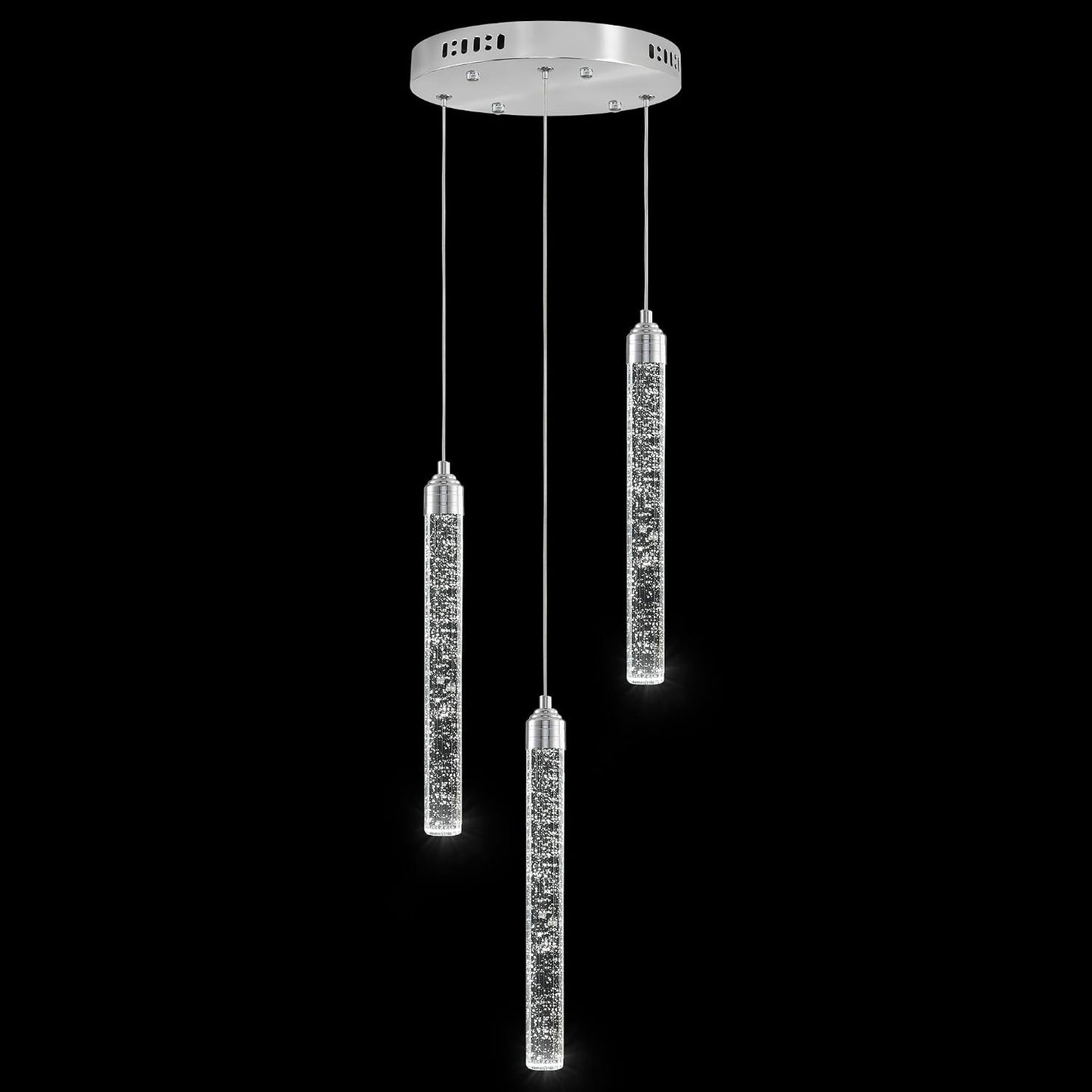 Candelabro techo 3 luces cristal gotas lluvia cromado