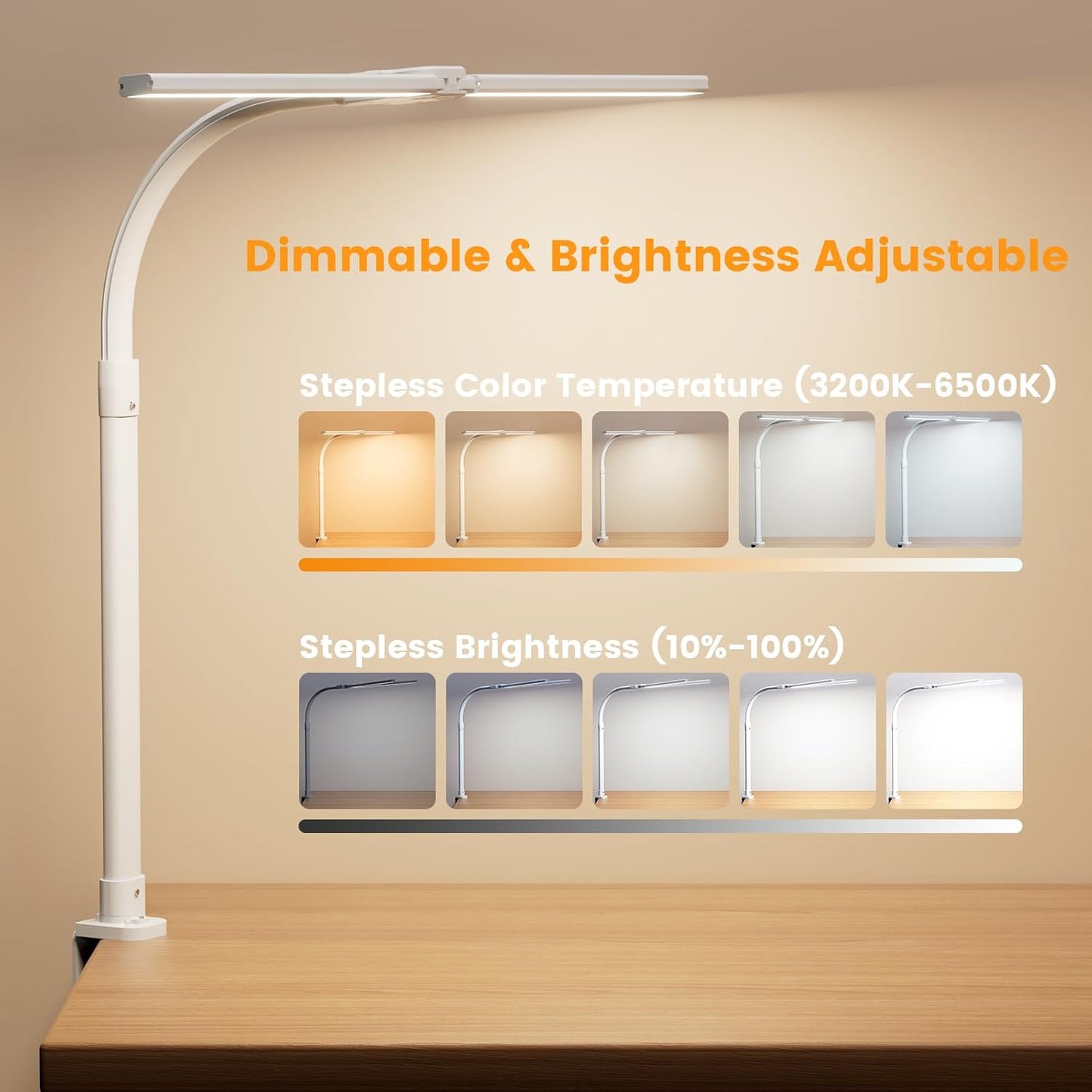 Lámpara LED escritorio regulable 24 W flexible para monitor