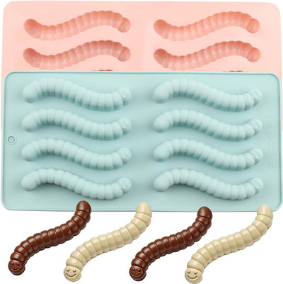 Moldes de silicona para gusanos de chocolate y cupcakes, juego de 2