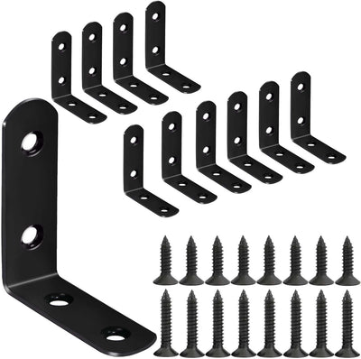Set 18 Soportes en L Acero Inox para Muebles Negro