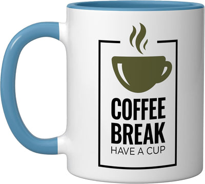 Taza Cerámica Café Diseño Divertido Azul/Blanco
