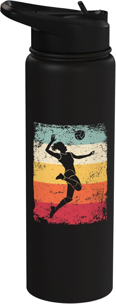 Botella de agua acero inoxidable vintage para voleibol playa hombre mujer