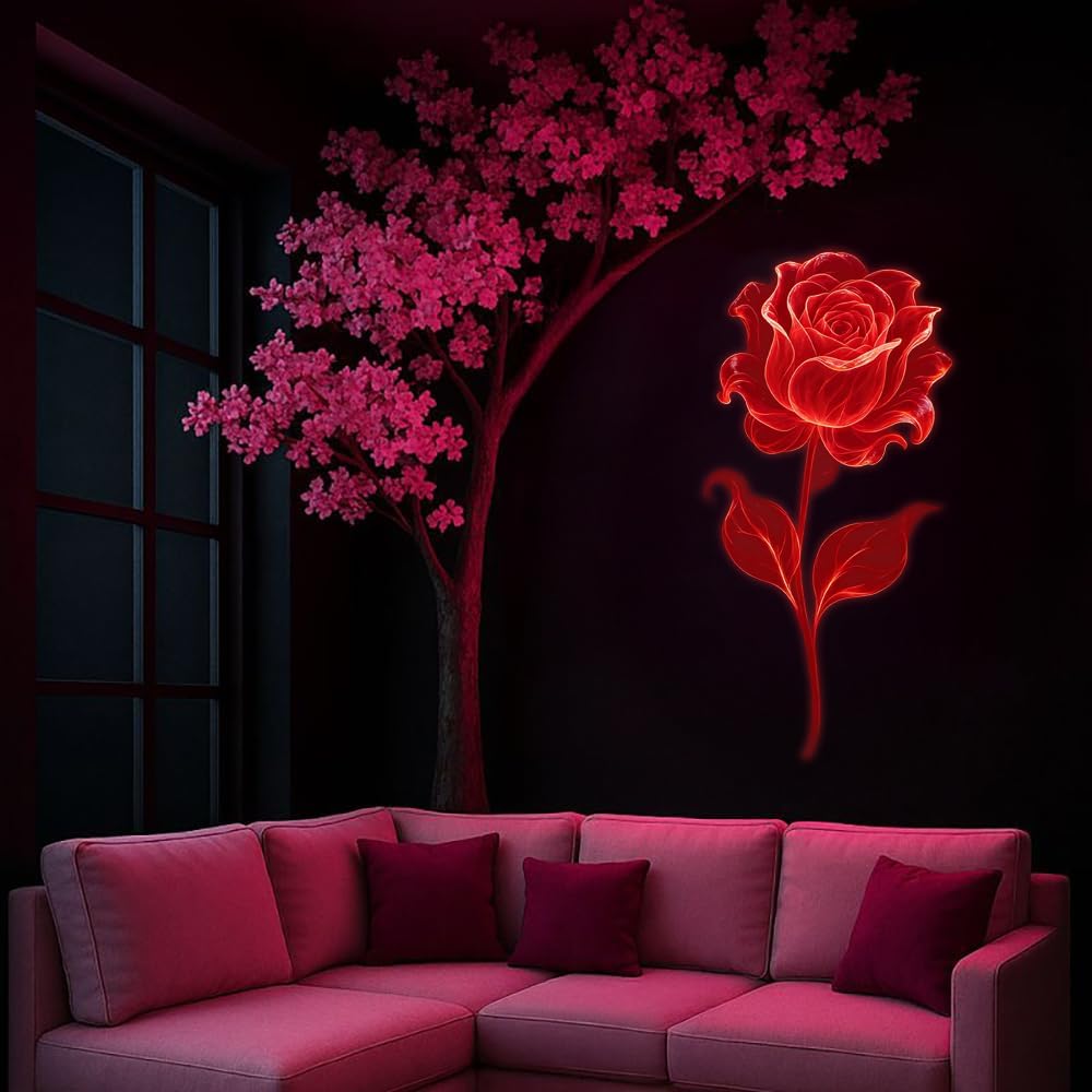 Luz proyección patrón floral cambia colores romantic