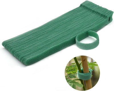Bridas nailon ajustables para plantas 100uds 8pulg verde
