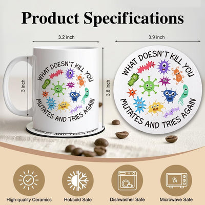 Taza de cerámica de doble cara con posavasos 11 oz