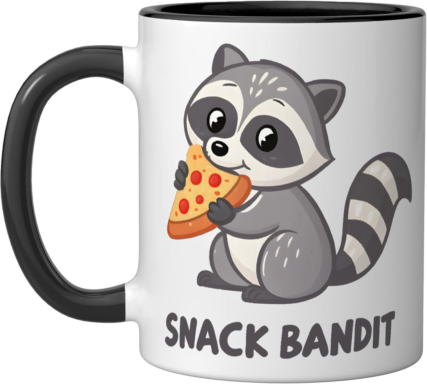 Taza Cerámica Ratoncito Comiendo Pizza Negro/Blanco