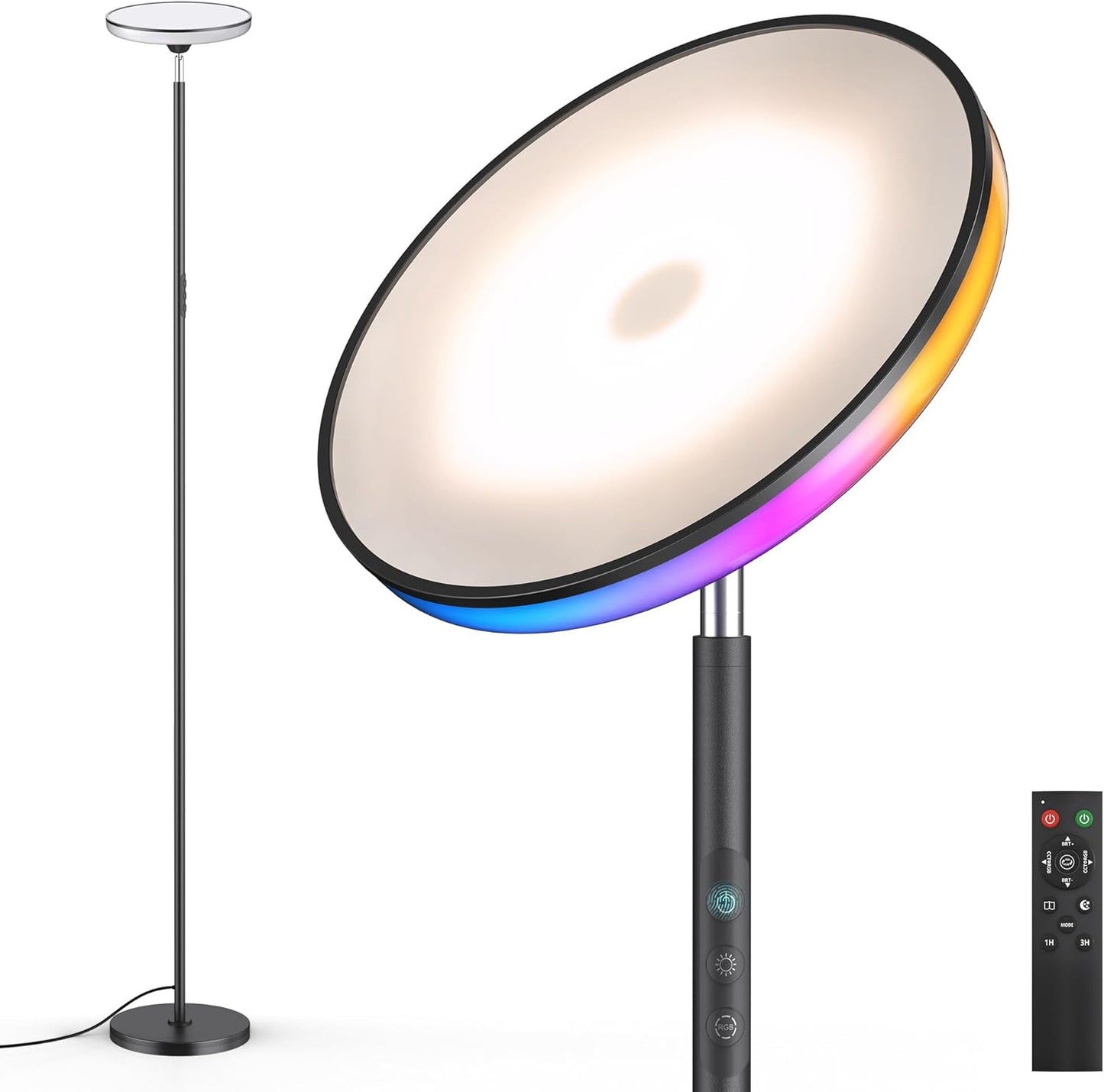 Lámpara pie LED RGB 71pulg control táctil 3700lum