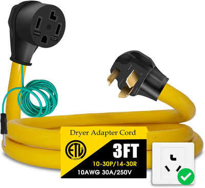 Cable adaptador secadora 10-30P a 14-30R