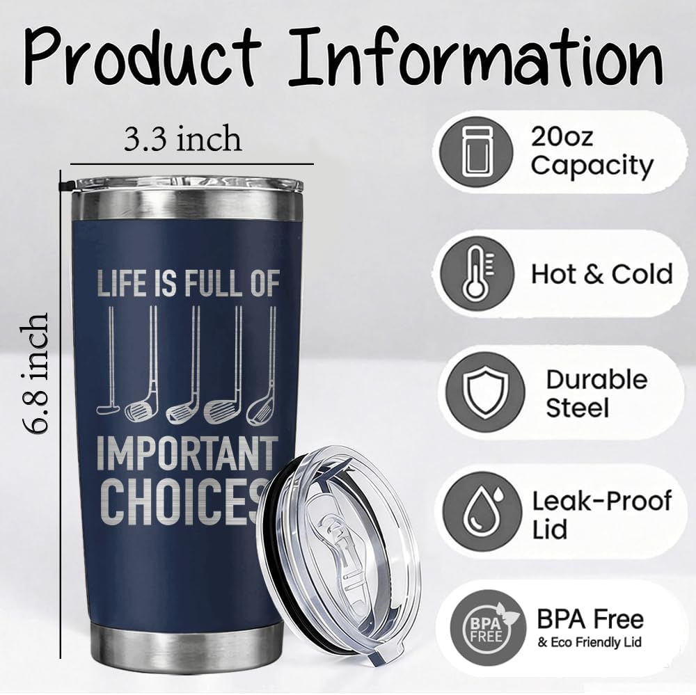 Vaso regalo de golf para hombres y papá 20 oz