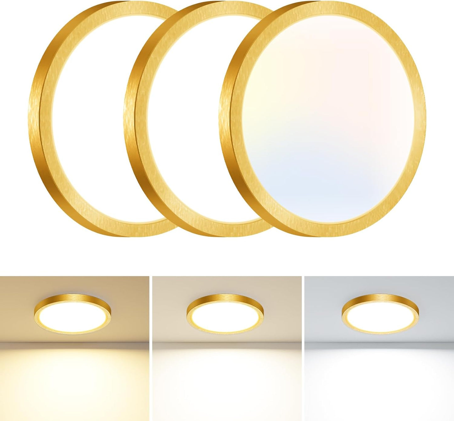 3 Lámparas LED empotradas 7.5pulg 3000K-6500K baño dormitorio