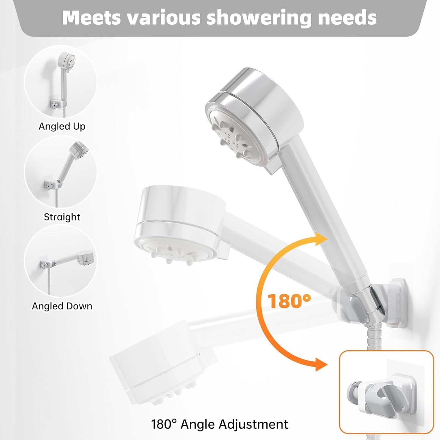 Soporte ducha ajustable sin taladro pared blanco