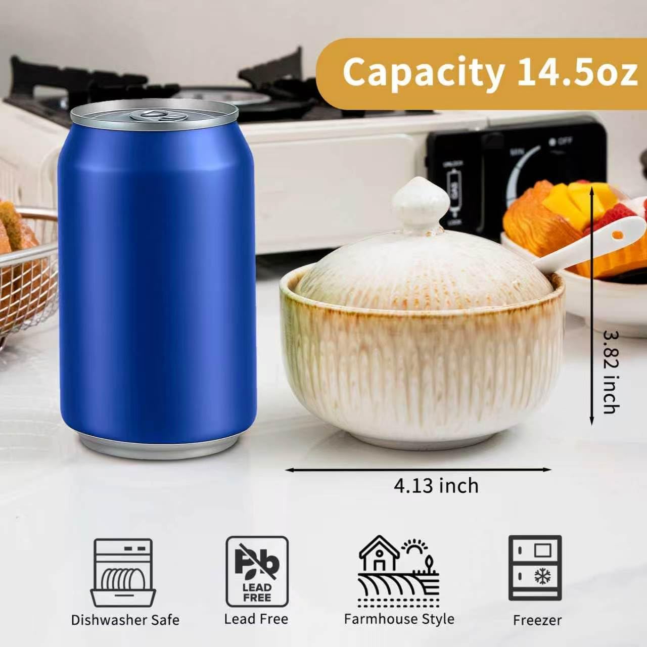 Azucarero de cerámica con tapa y cuchara para barra de café