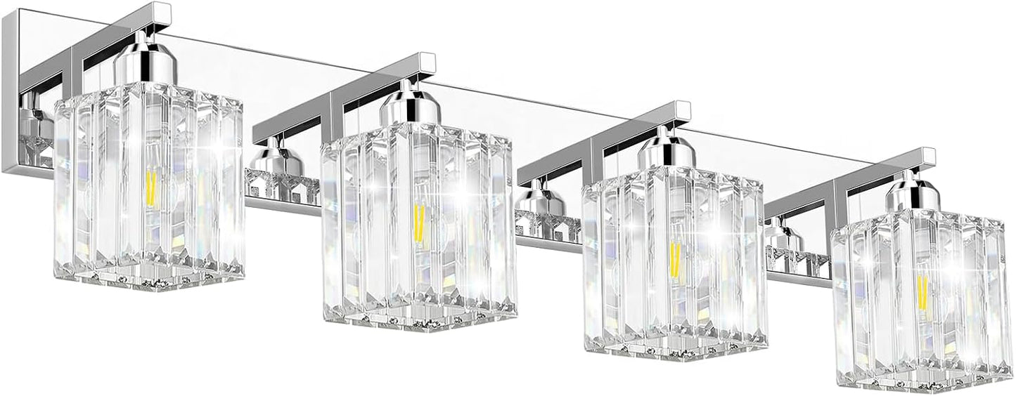 Lámpara baño cristal cromado 4 luces modernas aplique pared
