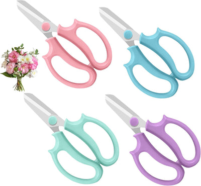 4 Tijeras Florales Acero Inox Mango Cómodo Jardinería
