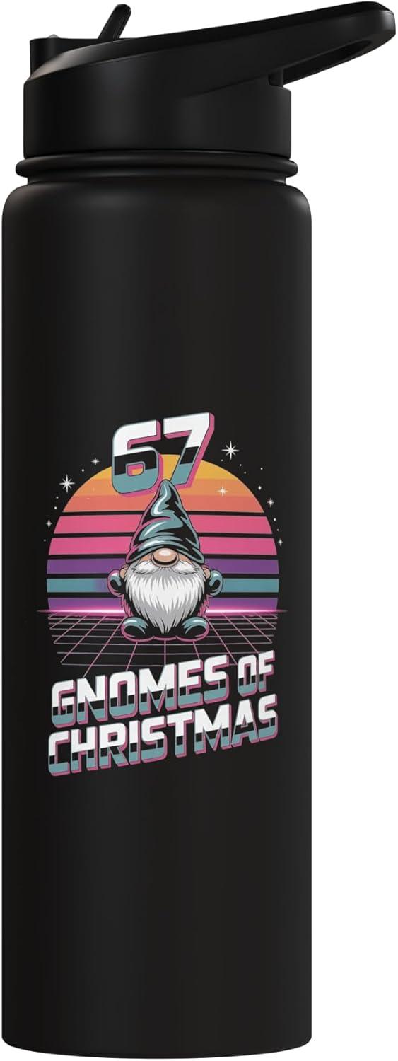 Botella agua acero inox aislada diseño gnome sunset