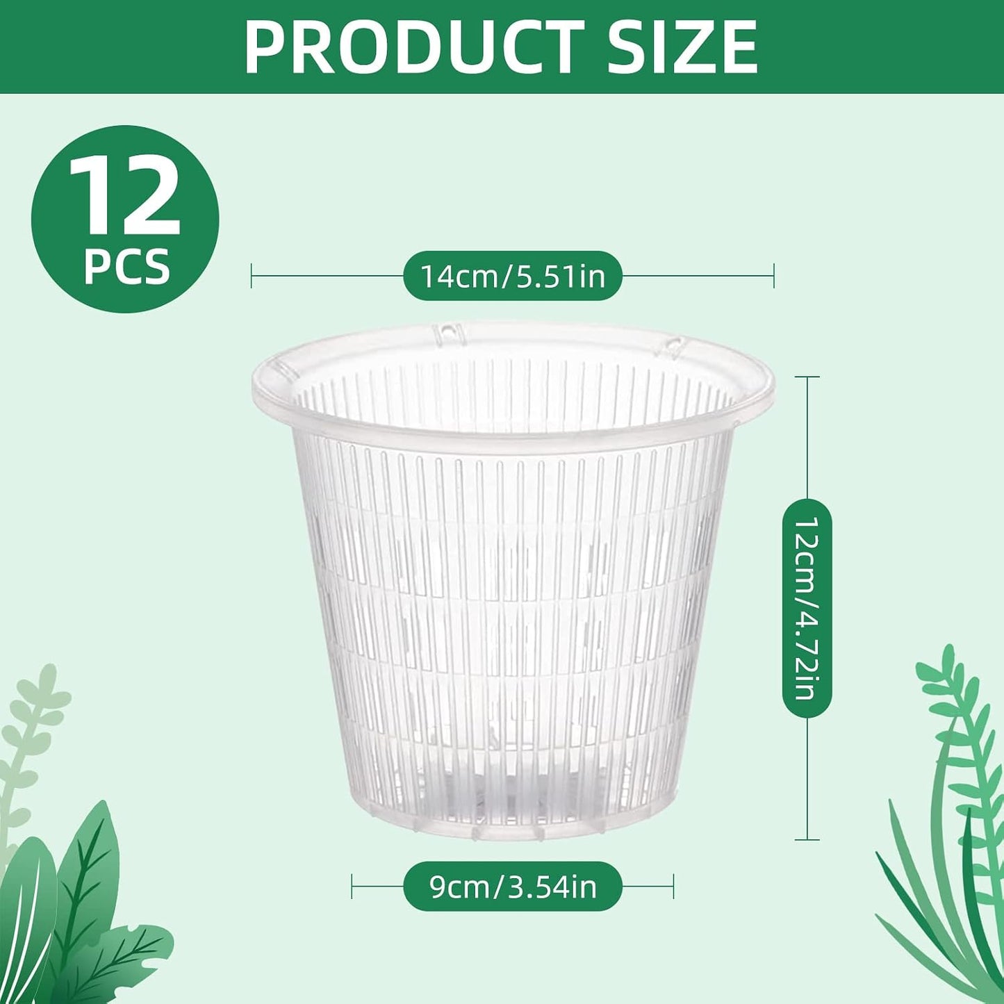 Maceta plástico transparente para orquídeas 5pulg 12 pzas