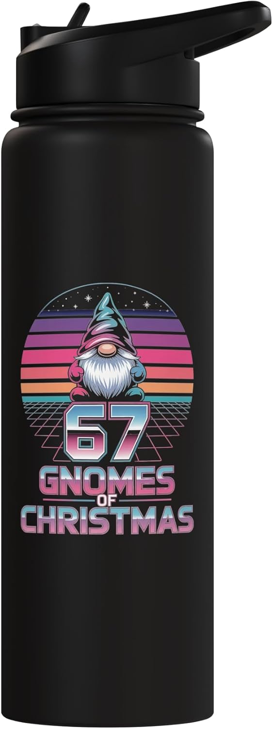 Bottella de agua acero inoxidable aislada diseño Gnome Sunset Retro