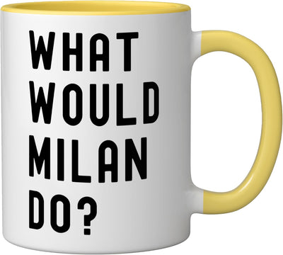 Taza de cerámica What Would Milan Do Amarillo/Blanco