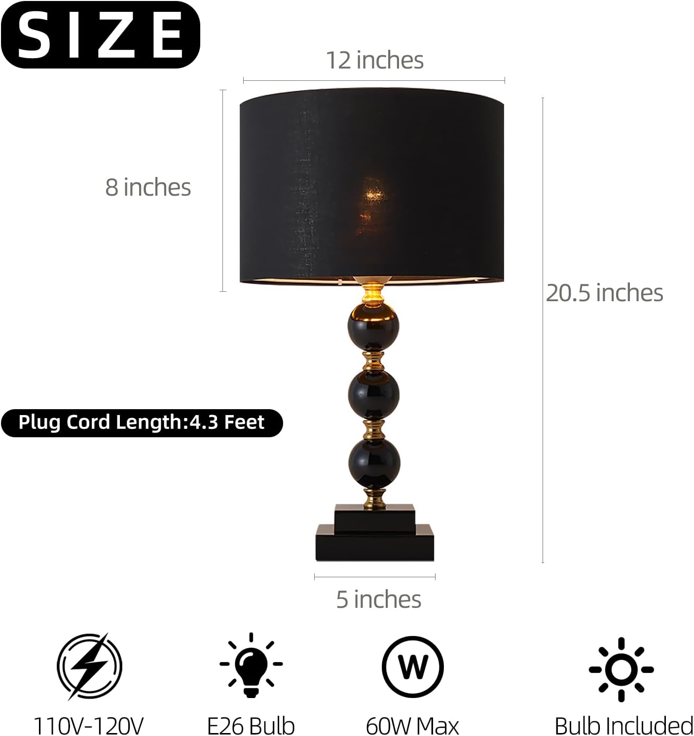 Lámpara mesa hierro negro piezas doradas escritorio dormitorio