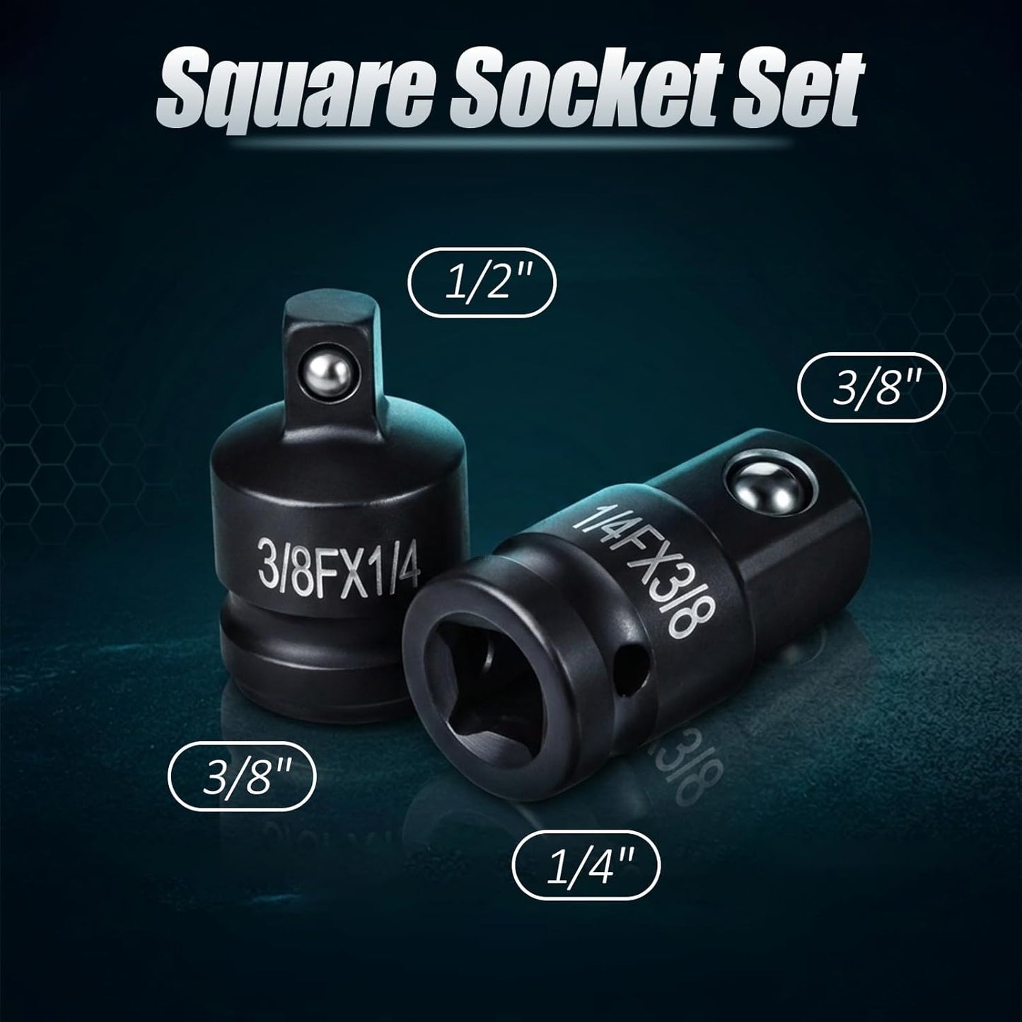 Set 2 Adaptador 3/8" hembra a 1/4" macho acero cromo vanadio