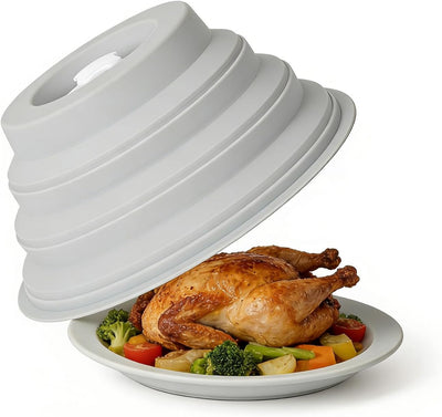 Cubierta plegable para microondas con rejillas de ventilación y tapa multifuncional antipolvo antiaceite sin BPA