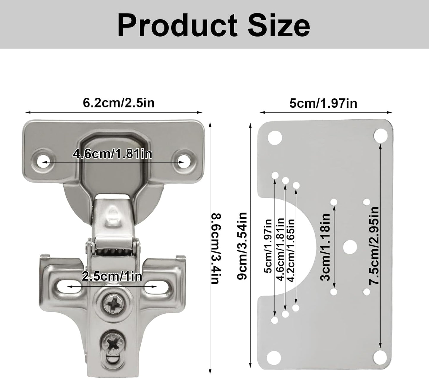 Kit reparación goznes acero inox 2 pzas con placas y tornillos