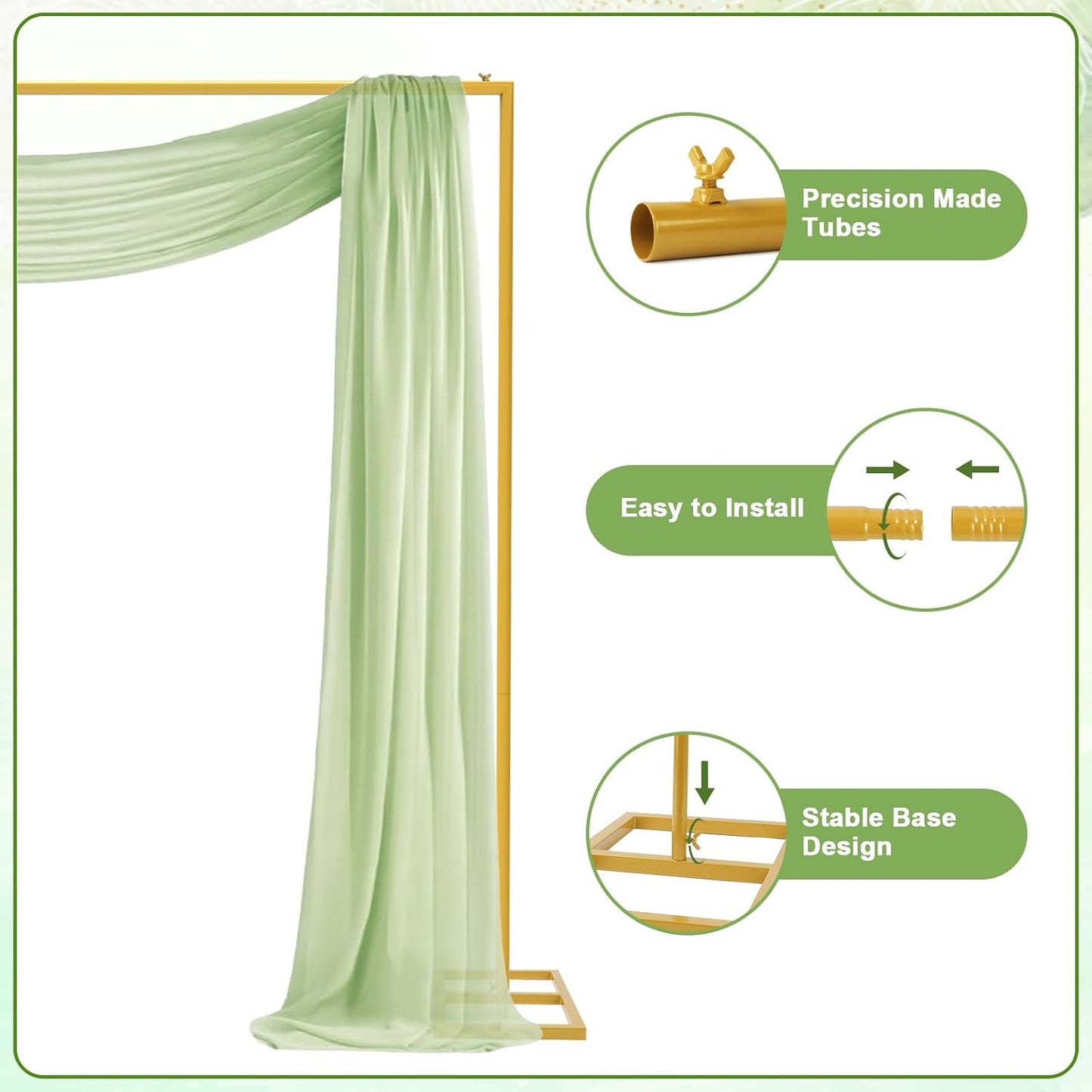 Soporte telón cuadrado ajustable 8.2ft para arco boda dorado