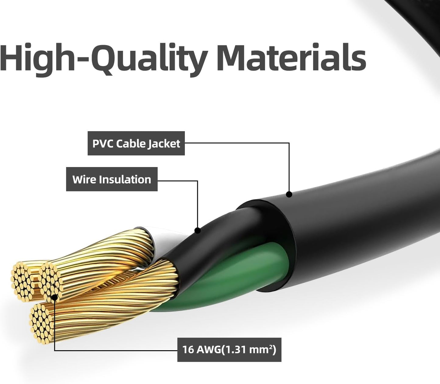 Cable extensión impermeable 3 clavijas 90ft 16AWG