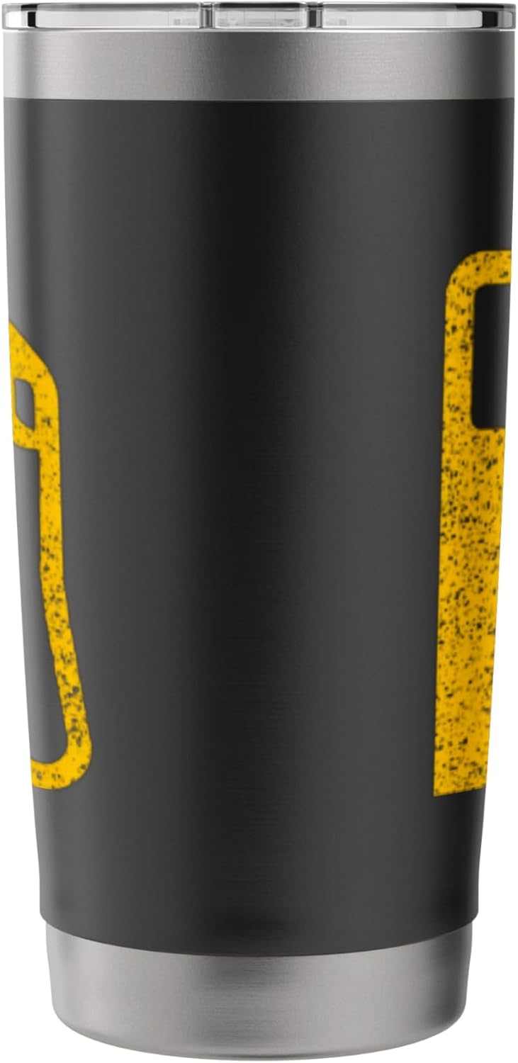 Vaso con símbolo de bomba de gas y combustible bajo