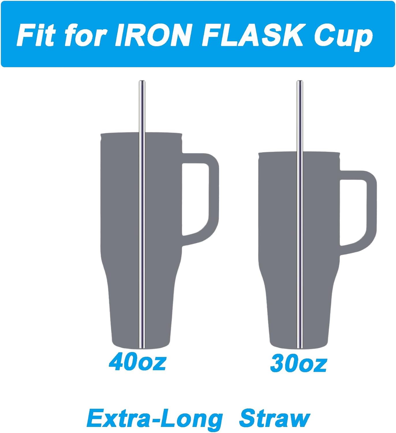 Pajitas de metal reutilizables compatibles con vaso IRON FLASK 30-40 oz, 4 piezas