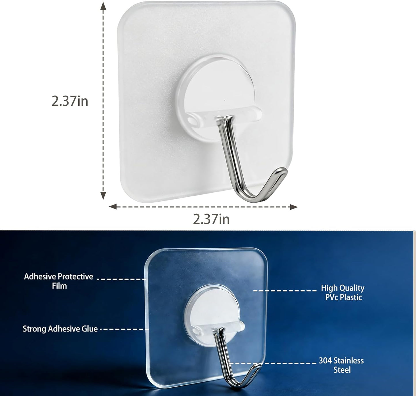 Gancho autoadhesivo transparente 5 pzas baño cocina