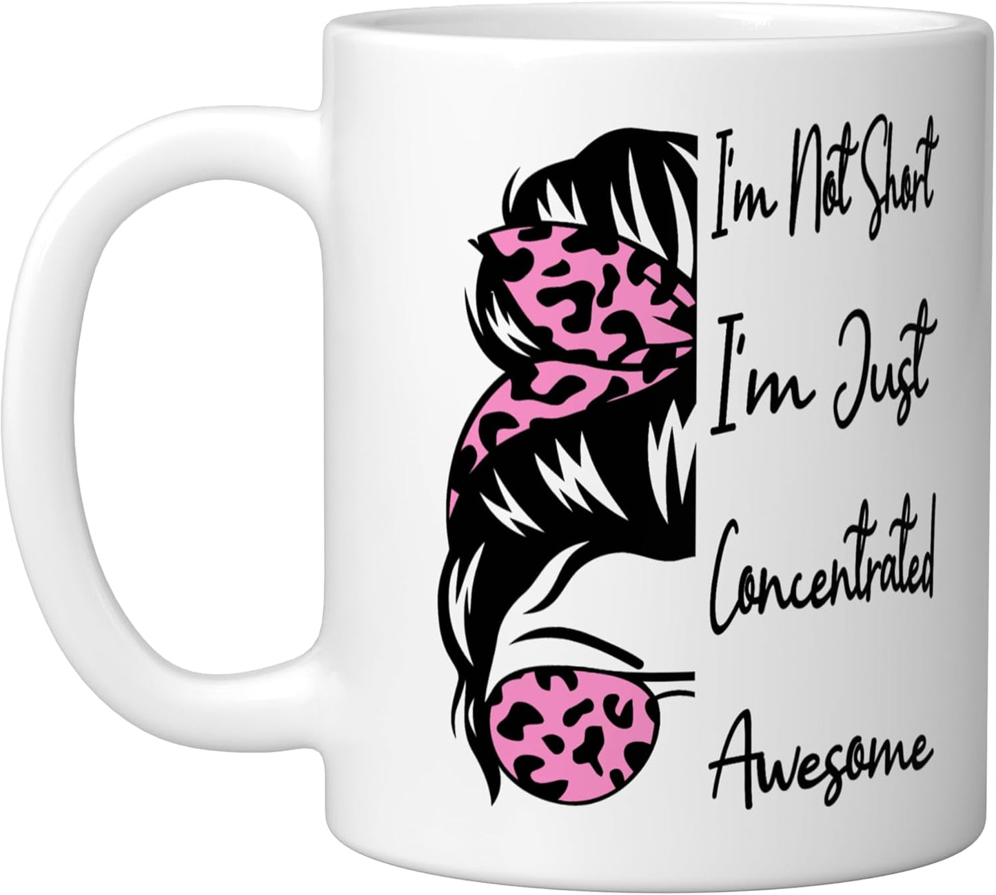 Taza de cerámica para chica alta divertida con mensaje 'No soy baja, solo estoy concentrada'