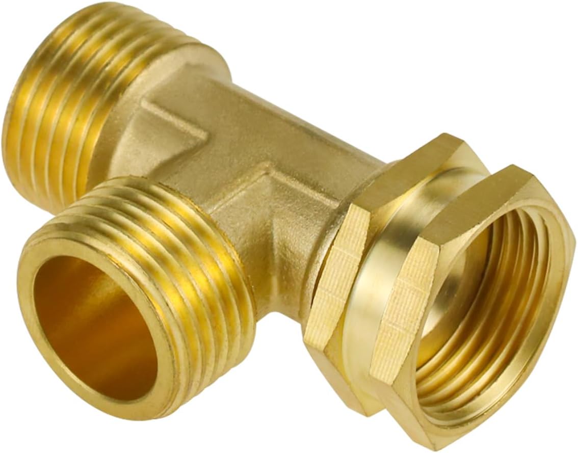 Conector manguera jardín 3/4 latón T giratorio 3 vías