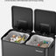 2 Botes Basura 10.5gal Doble Comp. Acero Inox Pedal