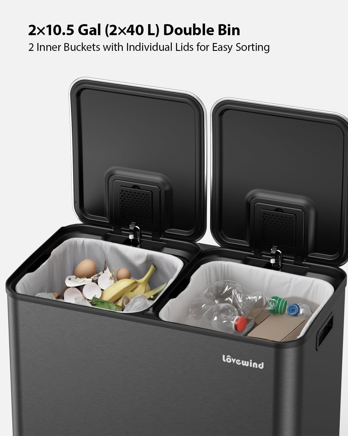 2 Botes Basura 10.5gal Doble Comp. Acero Inox Pedal