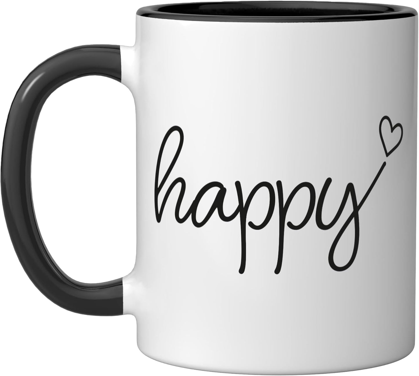Taza cerámica positividad feliz negro blanco