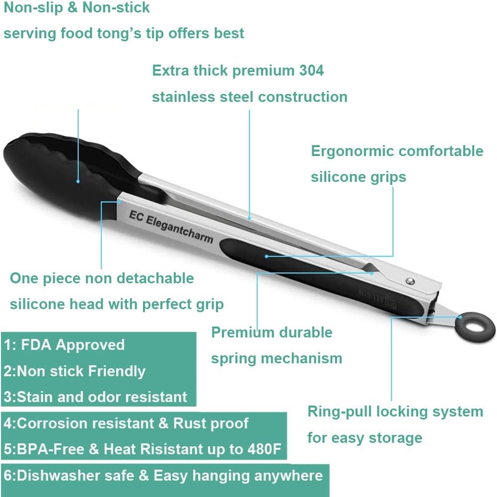 Pinzas cocina 17pulg silicona acero inox