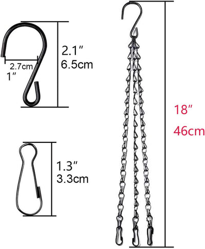 4 Cadenas Colgantes Negras 18pulg con Gancho para Macetas y Adornos