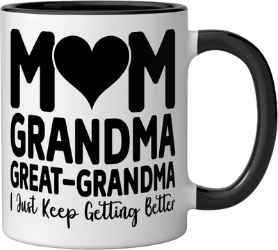 Taza cerámica para mamá abuela bisabuela Día de la Madre negra/blanca