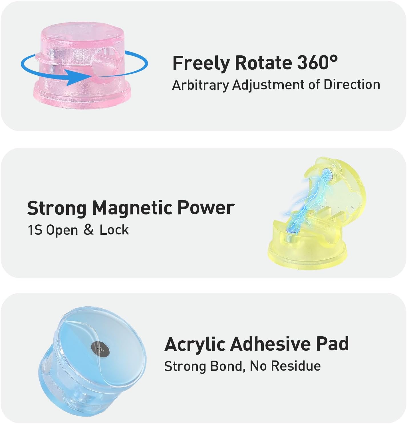 Pack 8 Clips Magnéticos Soporte Cable Giratorio 360°