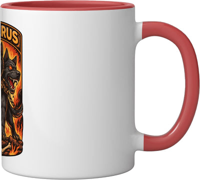 Taza Cerámica Cerberus Bocetos Griegos Infierno Rojo/Blanco